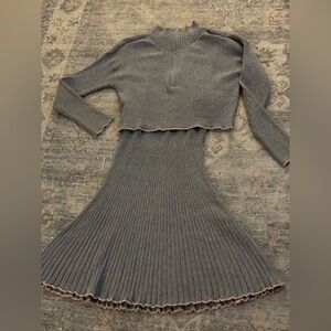 Zara Knit Collection Boho Sweater Dress Gray Brown Women’s Size Medium